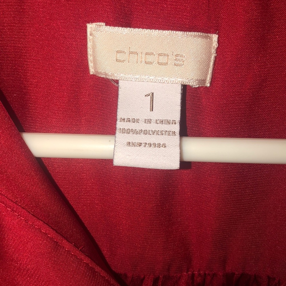 Deep red button down blouse - Picture 3 of 4